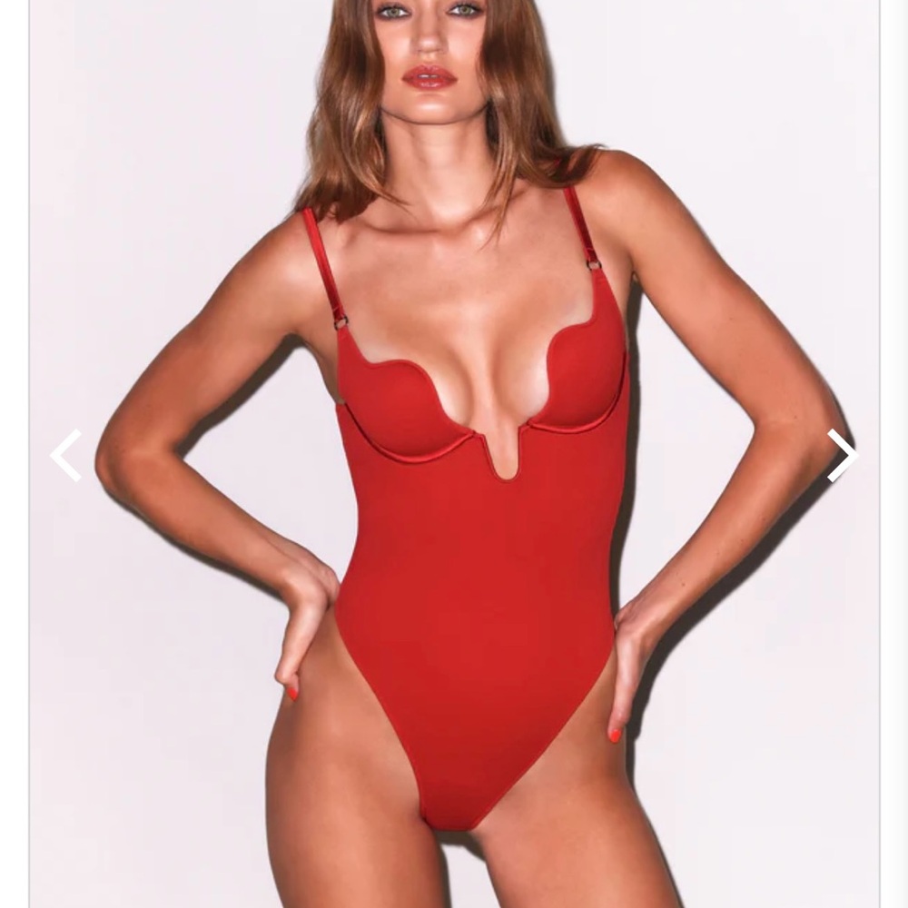 Fleur du Mal Red Plunge Bodysuit BRAND NEW